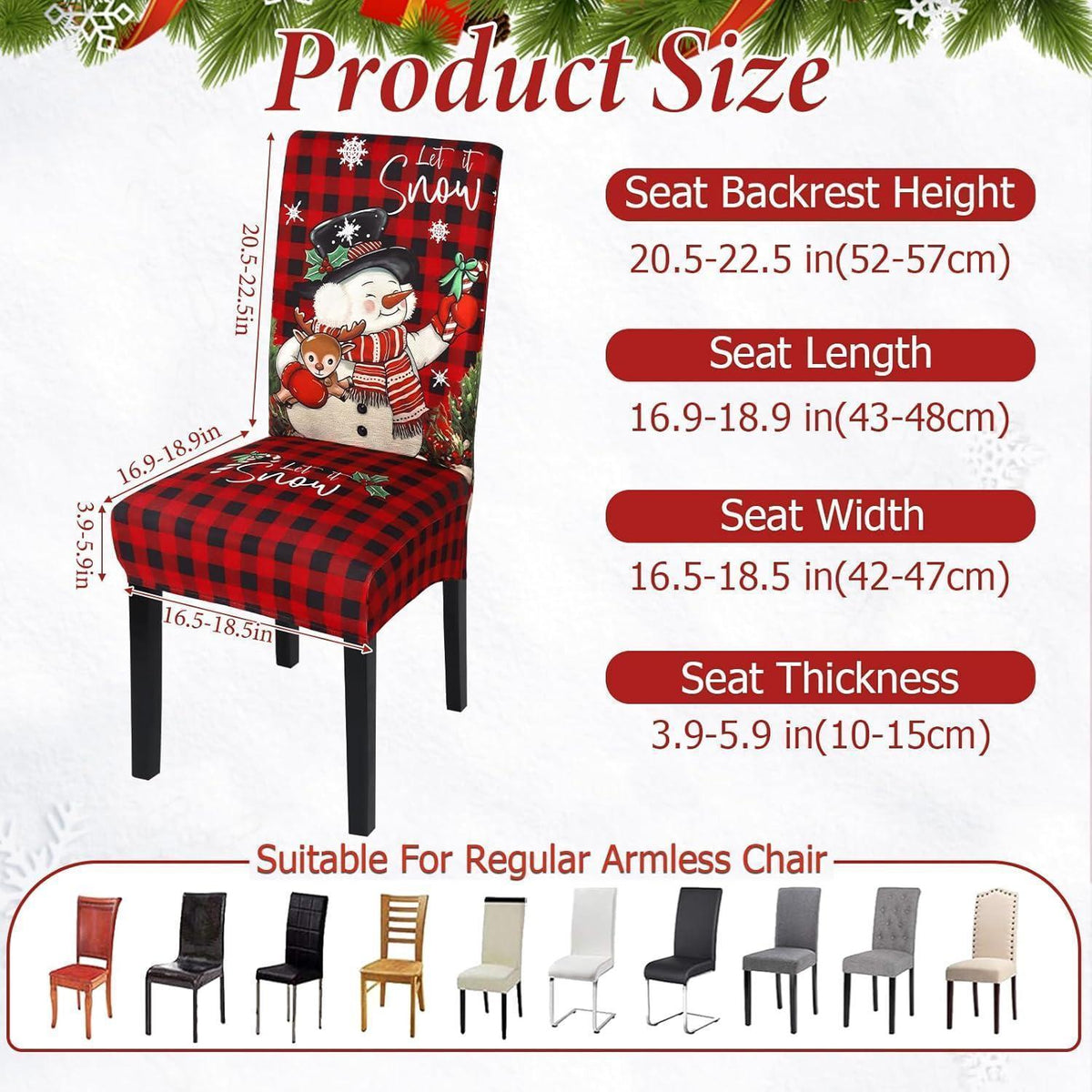 Weihnachtliche Stuhlhussen 6er Set - Schneemann Design