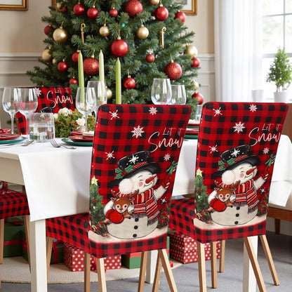 Weihnachtliche Stuhlhussen 6er Set - Schneemann Design