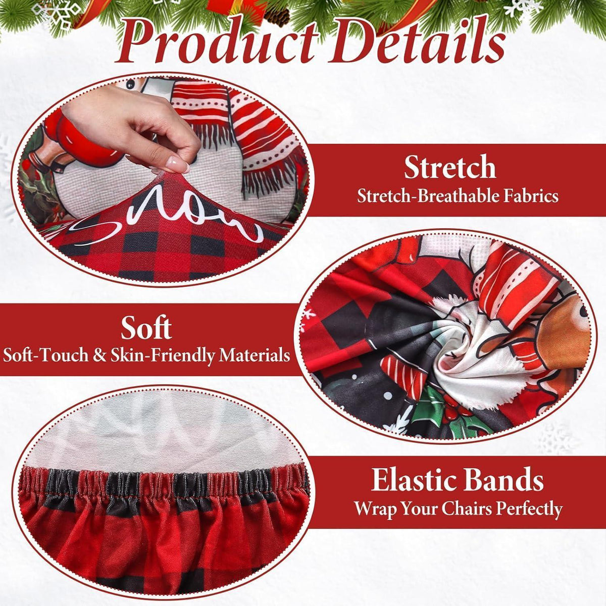 Weihnachtliche Stuhlhussen 6er Set - Schneemann Design