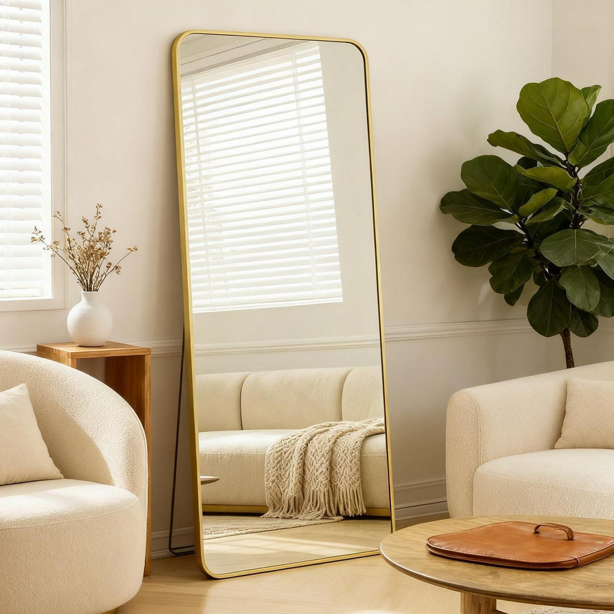 Großer Rechteckiger Standspiegel – HD-Reflexion, Gold 180x75cm