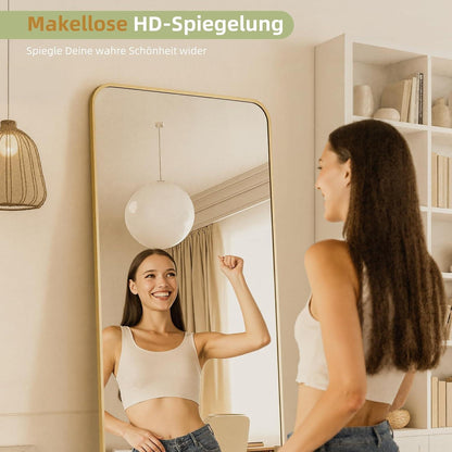 Großer Rechteckiger Standspiegel – HD-Reflexion, Gold 180x75cm
