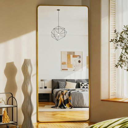 Großer Rechteckiger Standspiegel – HD-Reflexion, Gold 180x75cm