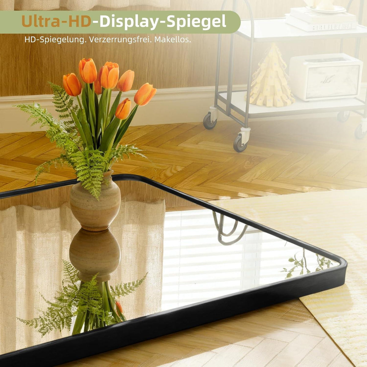 Großer Rechteckiger Stand- & Wandspiegel Schwarz 180x75 cm