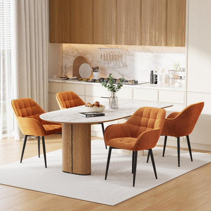 Samt Esszimmerstühle 2er Set mit Armlehnen, Orange