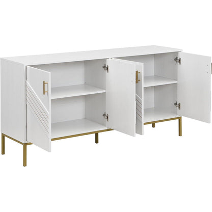 Modernes Sideboard mit 4 Türen & Höhenverstellbaren Regalen (Weiß)