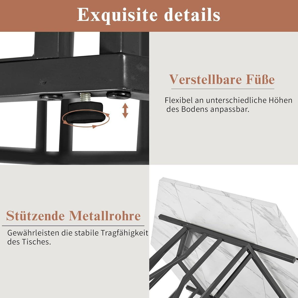 Moderner Esstisch Set (5-teilig) – Marmor & Samt Stühle