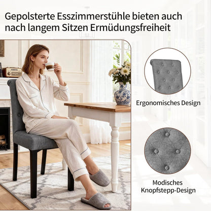Esszimmerstühle Set Dunkelgrau, 4er Pack mit hoher Lehne