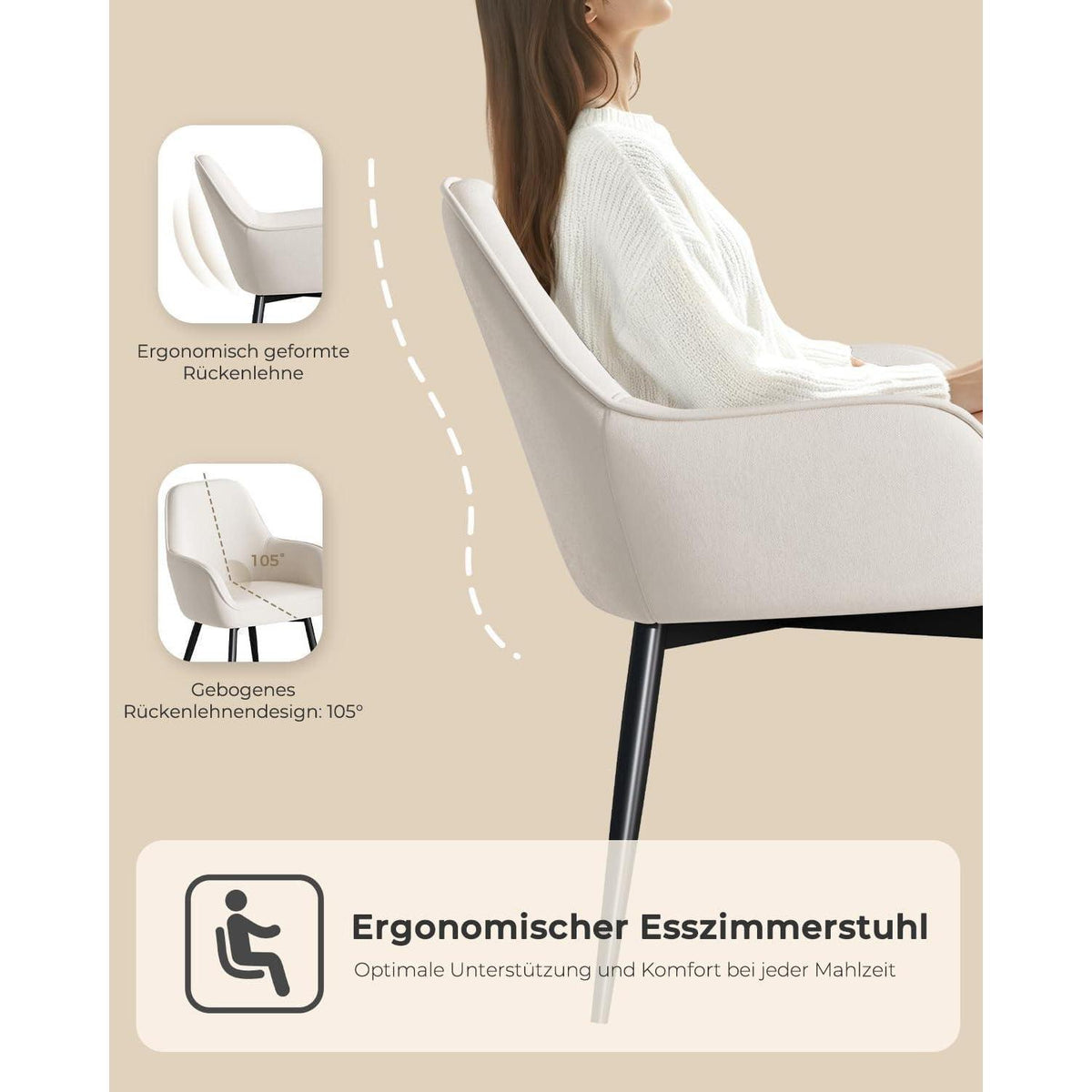 Esszimmerstuhl Set 6er – Bequemer Samt Sessel mit Armlehne