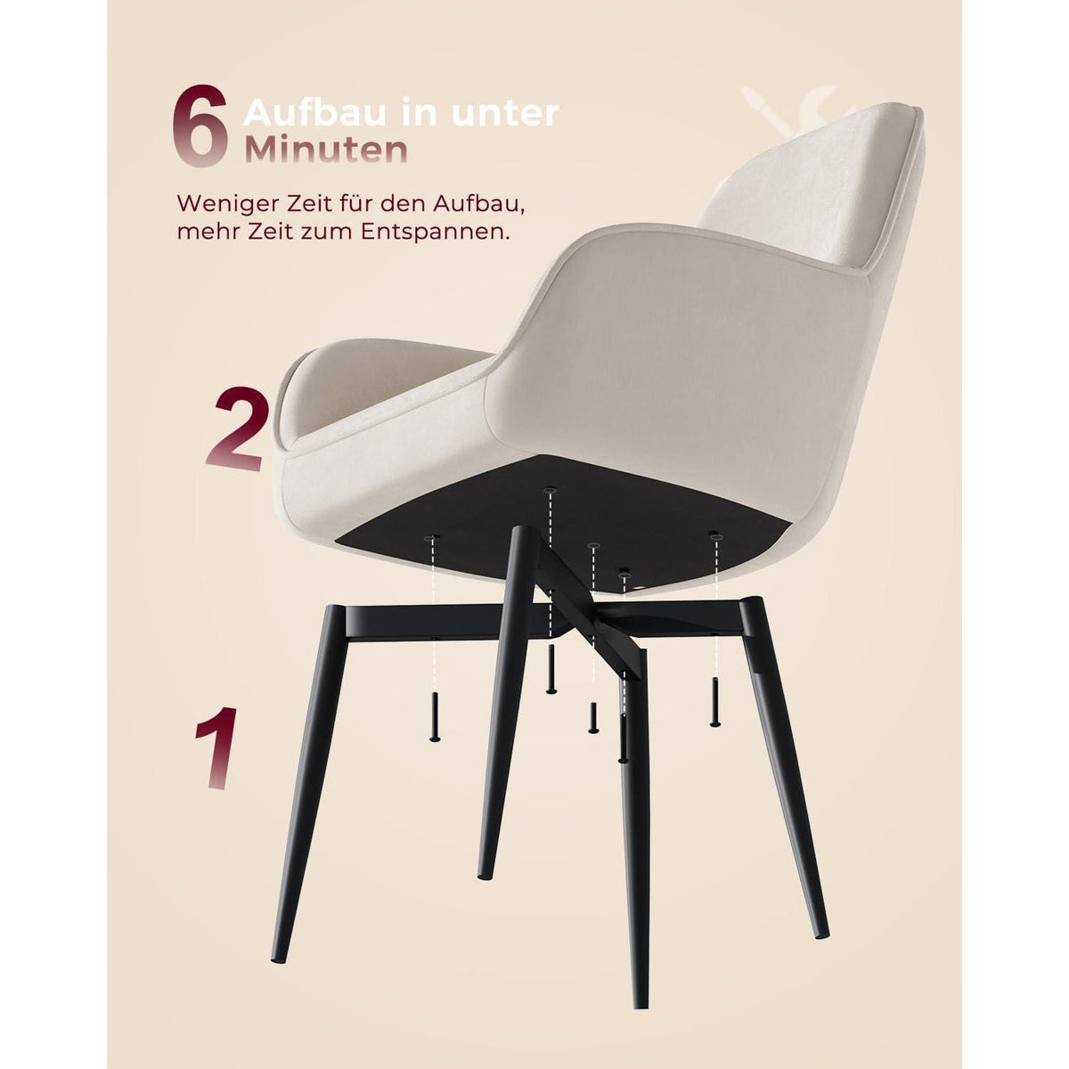 Esszimmerstuhl Set 4er – Bequemer Samt Sessel mit Armlehne
