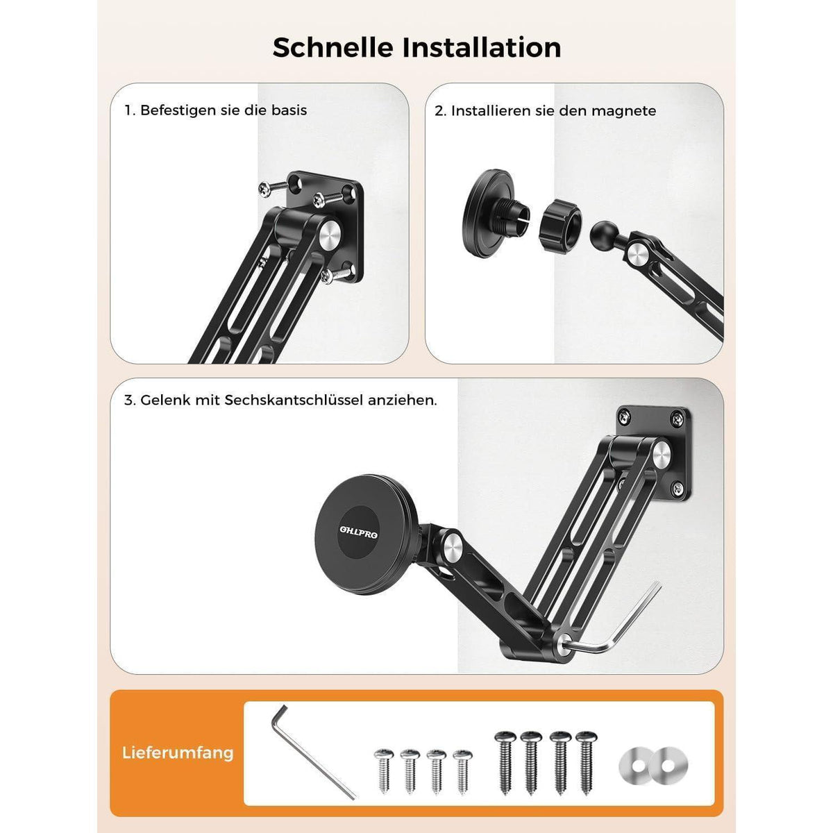 Magnetische Tablet Wandhalterung 360° drehbar & ausziehbar