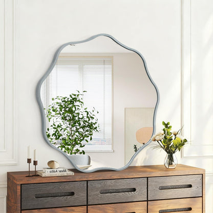 Runder gewellter Wandspiegel 60cm – Moderner Metallrahmen Spiegel