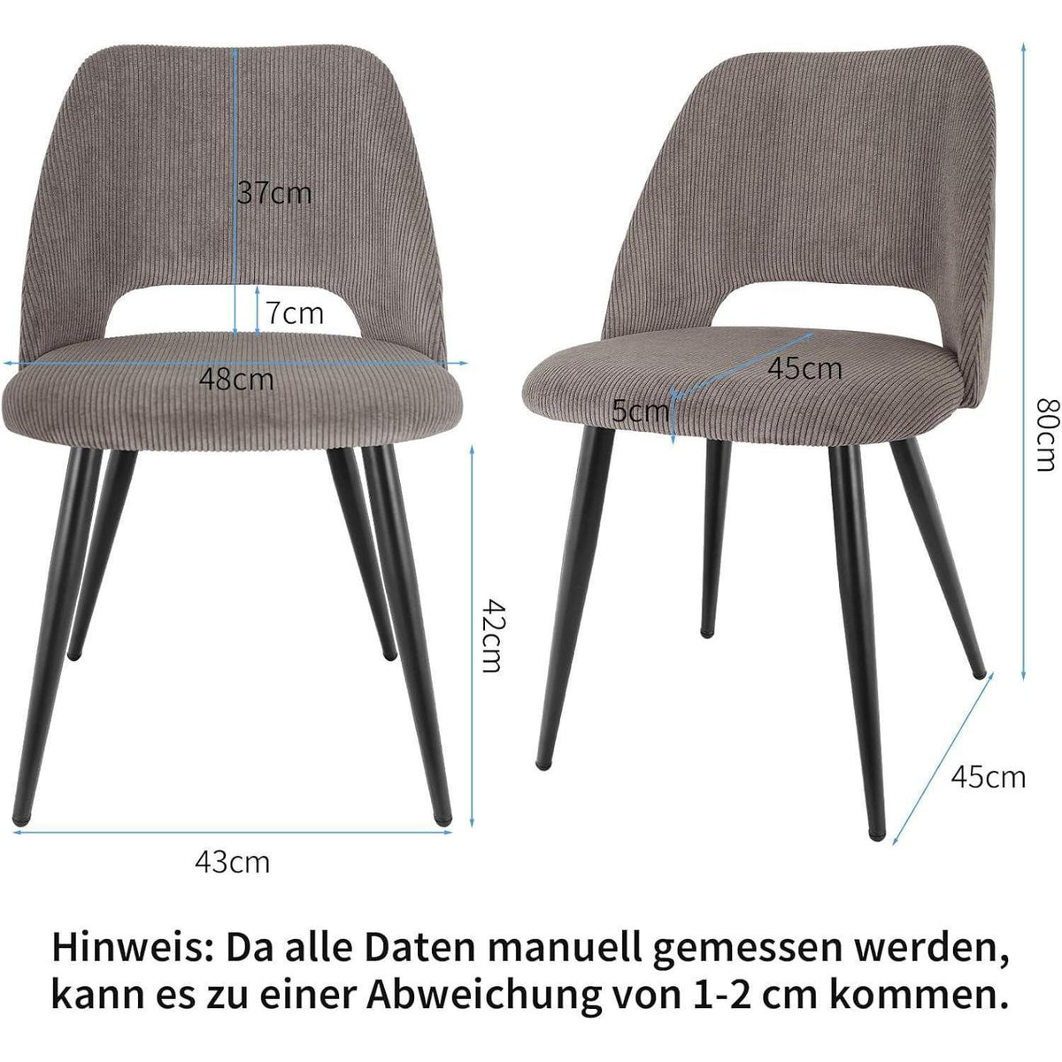 Esszimmerstühle Set 4 Braun, Samt & Metall, Modern & Komfortabel