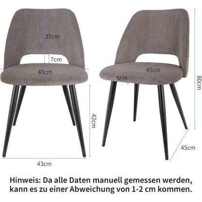 Esszimmerstühle Set 4 Braun, Samt & Metall, Modern & Komfortabel