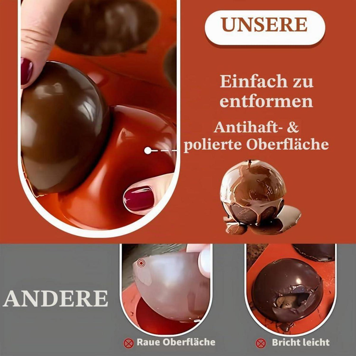 Silikon Backform Halbkugeln 3er Set für Kuchen, Pralinen & Süßigkeiten