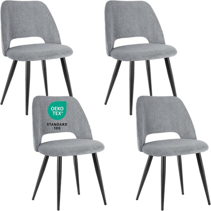 Esszimmerstühle Set 4 Grau, Gepolsterte Samtstühle Modern