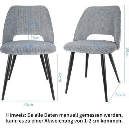 Esszimmerstühle 6er Set Grau, Samt & Metall, Modern & Komfortabel