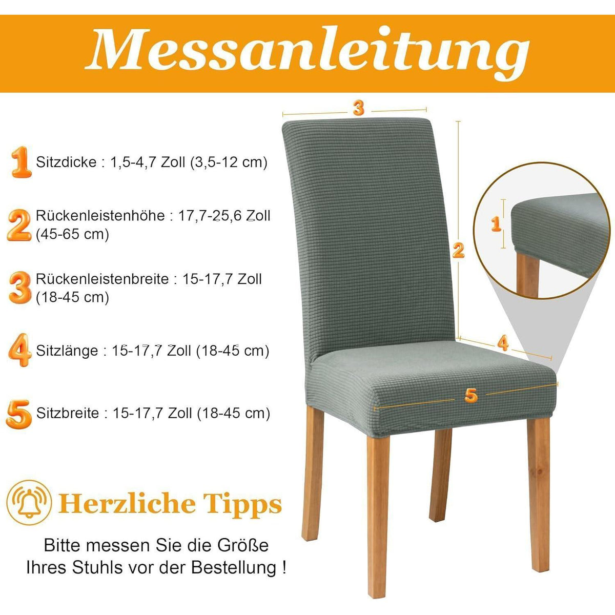 Jacquard Stuhlbezug Set 4/6 Stück – Blau, Weich & Dekorativ