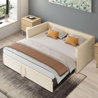 Ausziehbett 90x200/180x200 cm – Samt Schlafsofa mit Lattenrost
