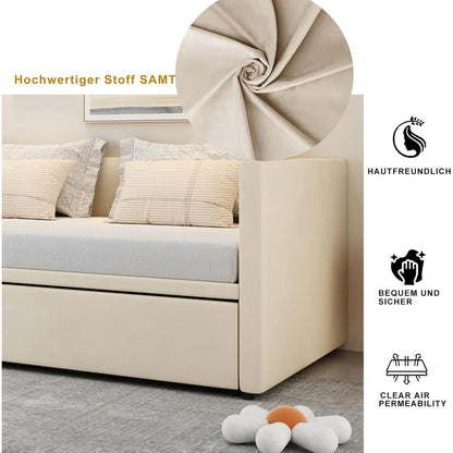 Ausziehbett 90x200/180x200 cm – Samt Schlafsofa mit Lattenrost