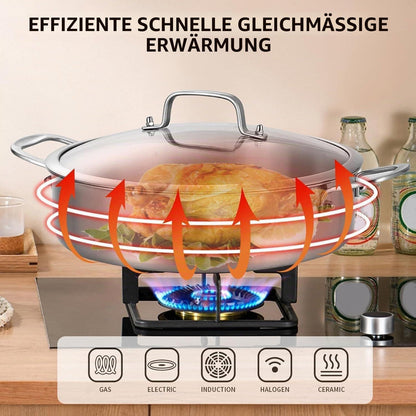 Schmortopf 28 cm Edelstahl mit Deckel – Vielseitiger Kochtopf