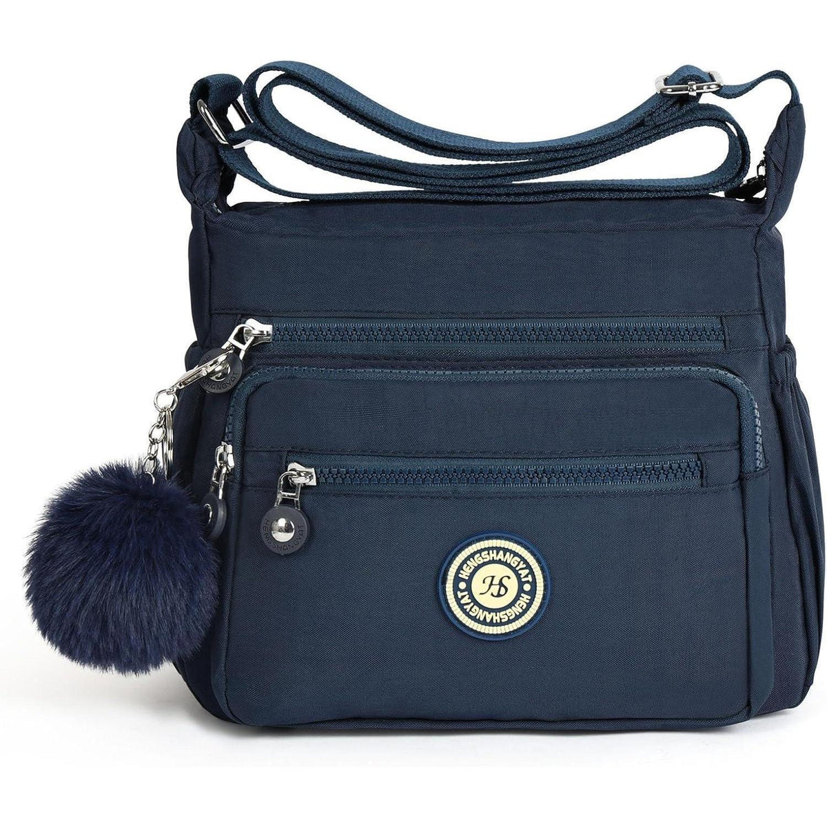 Damen Umhängetasche Nylon mit vielen Taschen, Dunkelblau