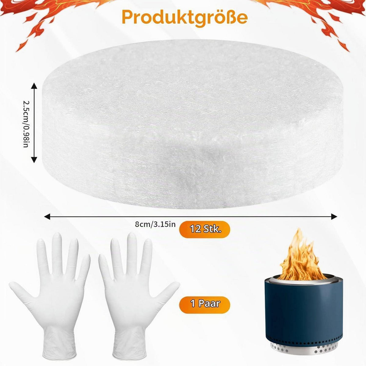 Keramikwolle für Bioethanol – 12 Stück + Handschuhe