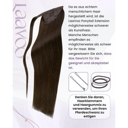 Echthaar Zopfverlängerung Braun 40cm – Dunkelbraun #4