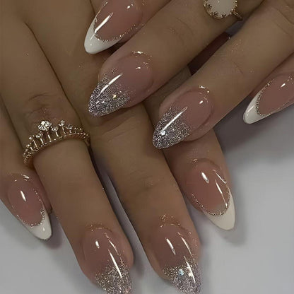 Kurze French Tip Press On Nails – 24 Stück, Design Nagelspitzen