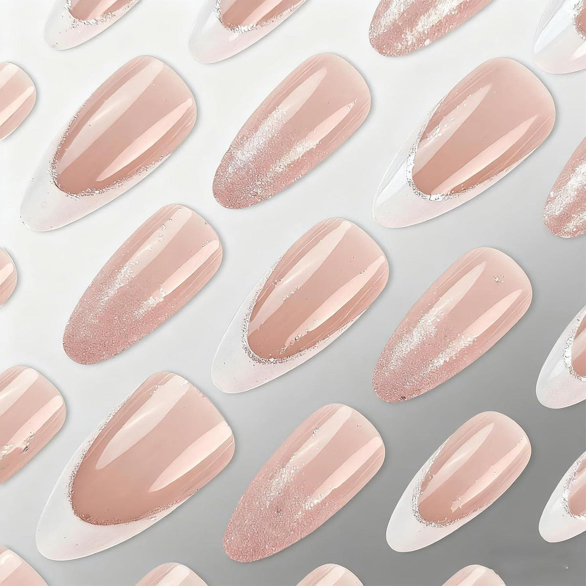 Kurze French Tip Press On Nails – 24 Stück, Design Nagelspitzen