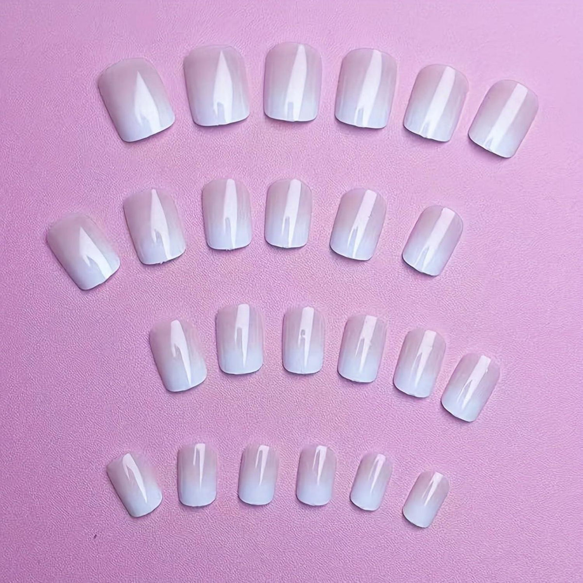 Press On Nägel French Tip Rosa Gradient Kurz Square