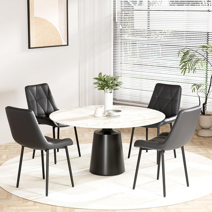 Esszimmerstühle Set 6 Grau – PU Polsterstuhl mit Metallbeinen