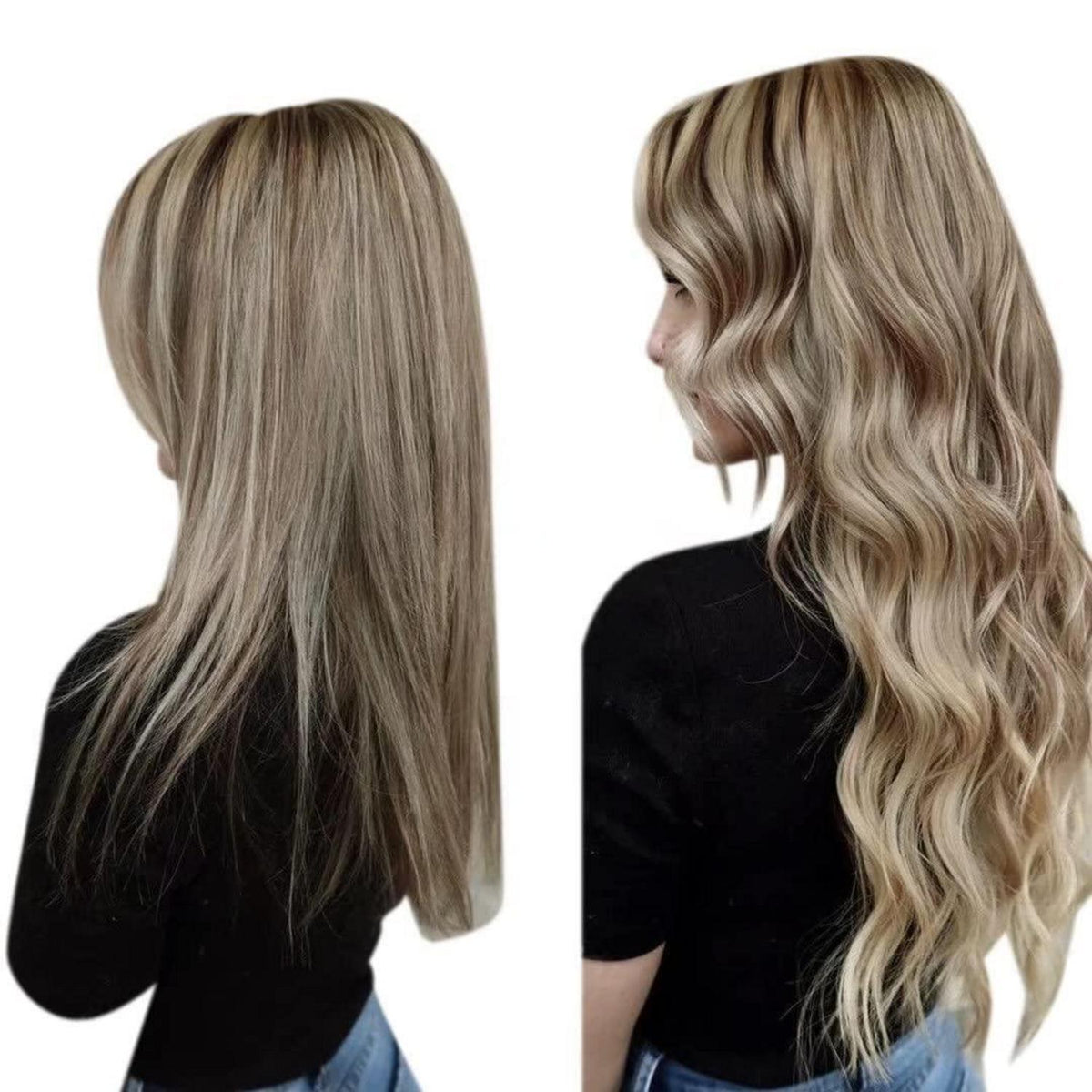 Blond Echthaar Wire Extensions – Highlighted Goldbraun & Hellblond