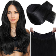 Naturhaar Haarverlängerung Jet Schwarz 45cm - Unsichtbarer Faden
