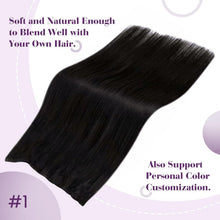 Naturhaar Haarverlängerung Jet Schwarz 45cm - Unsichtbarer Faden
