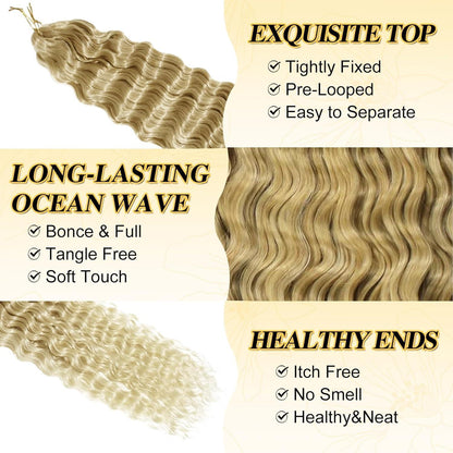 Ocean Wave Crochet Haare – Blond Ombre, 6er Set