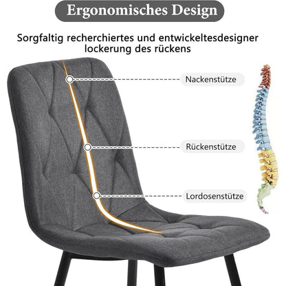 Essgruppe Esstisch mit 4 Samtstühlen – Weiß & Grau