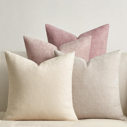 Rosa Chenille Kissenbezug 4er Set 45x45 cm – Zierkissenhüllen