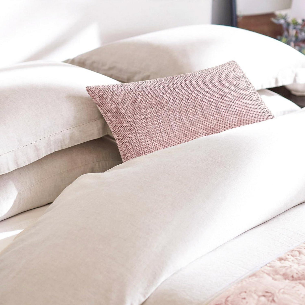 Rosa Chenille Kissenbezug 4er Set 45x45 cm – Zierkissenhüllen