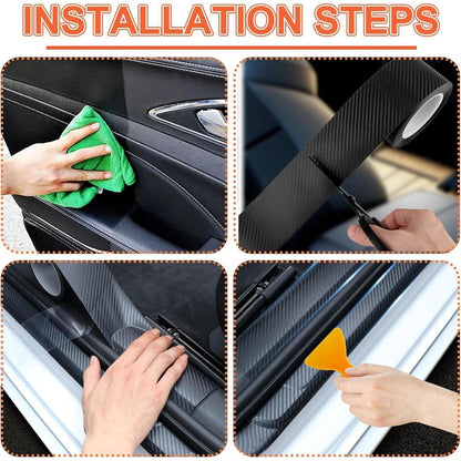 Kohlefaser Einstiegsleisten Folie – 10cm x 10m Schwarz Auto Styling