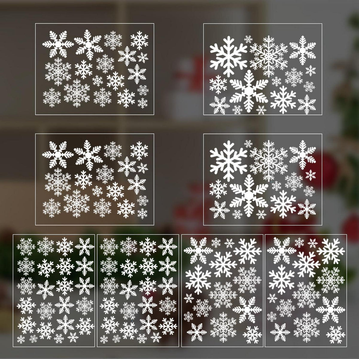 Weihnachtsfensterbilder Schneeflocken – 144 Stück Deko Aufkleber