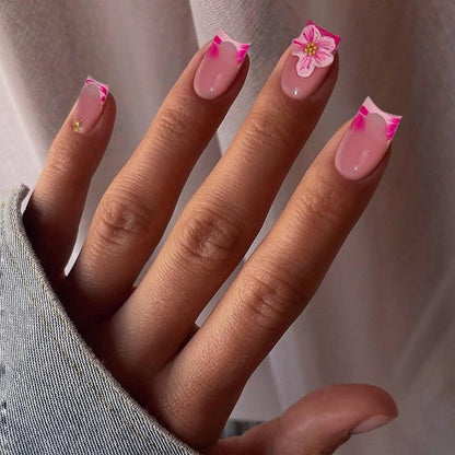 3D Blumen Press On Nails Set – Künstliche Nägel mit Zubehör
