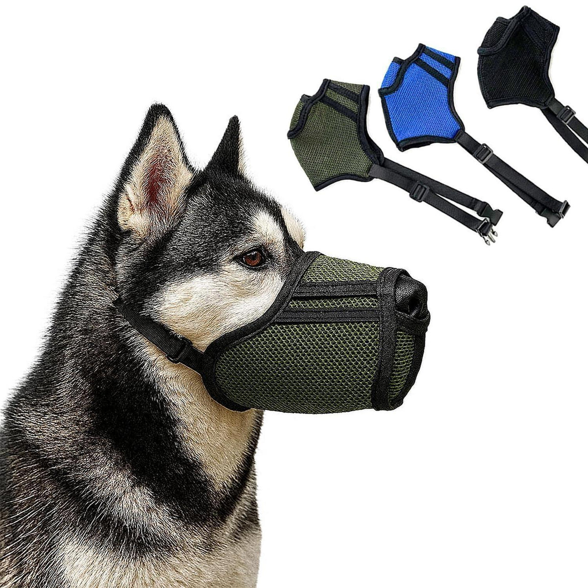 Atmungsaktiver Maulkorb für Hunde – 3D Air Mesh, Blau L
