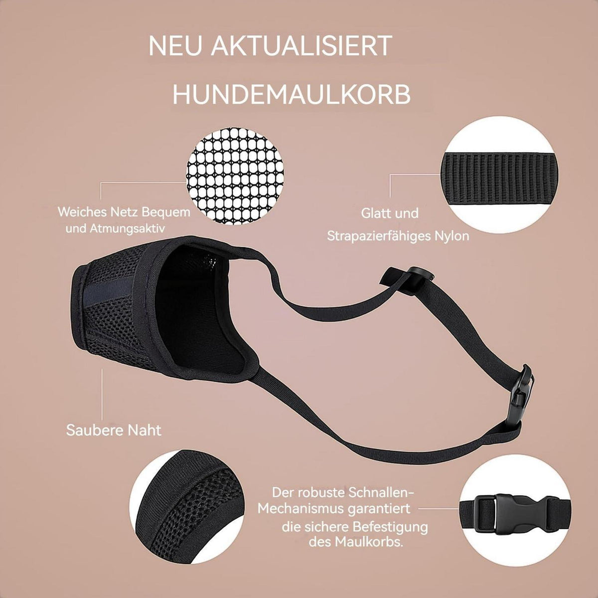 Atmungsaktiver Maulkorb für Hunde – 3D Air Mesh, Blau L