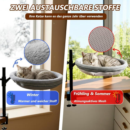 Drehbares Katzenbett Schreibtisch – Höhenverstellbar & Grau