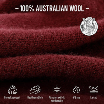 Australische Wollmütze Damen Herren - Atmungsaktive Beanie Rot