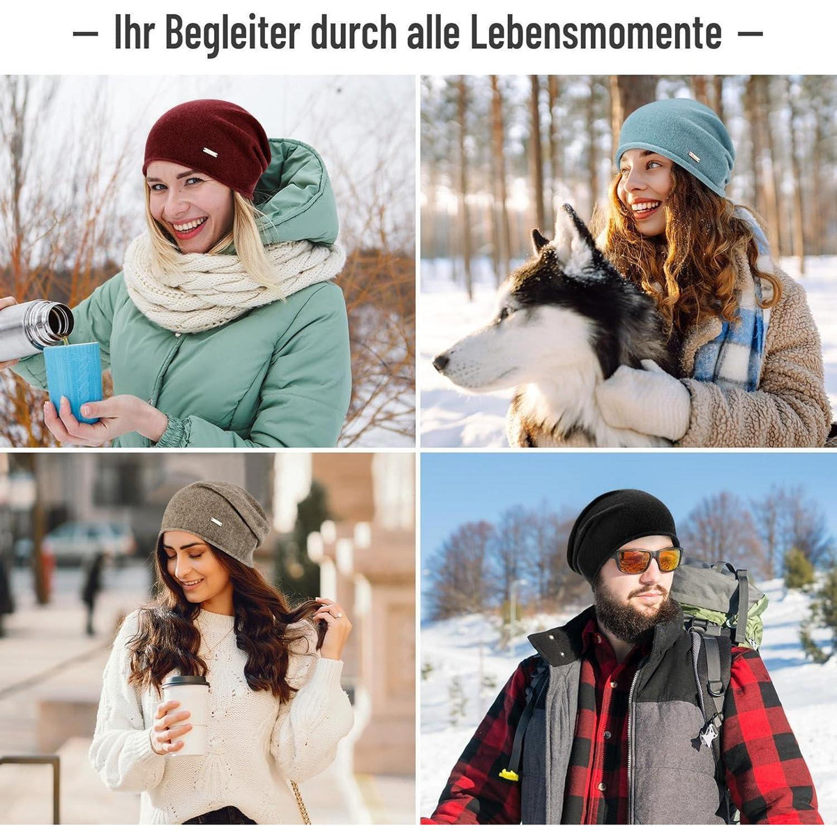 Australische Wollmütze Damen Herren - Atmungsaktive Beanie Rot