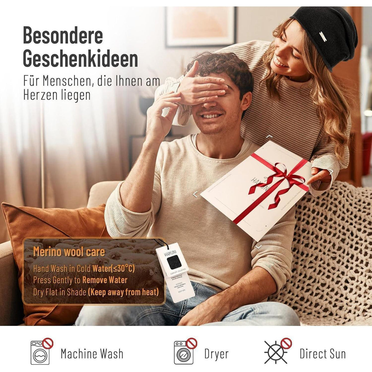 Woll Beanie Mütze Damen Herren - Australische Wolle, Atmungsaktiv
