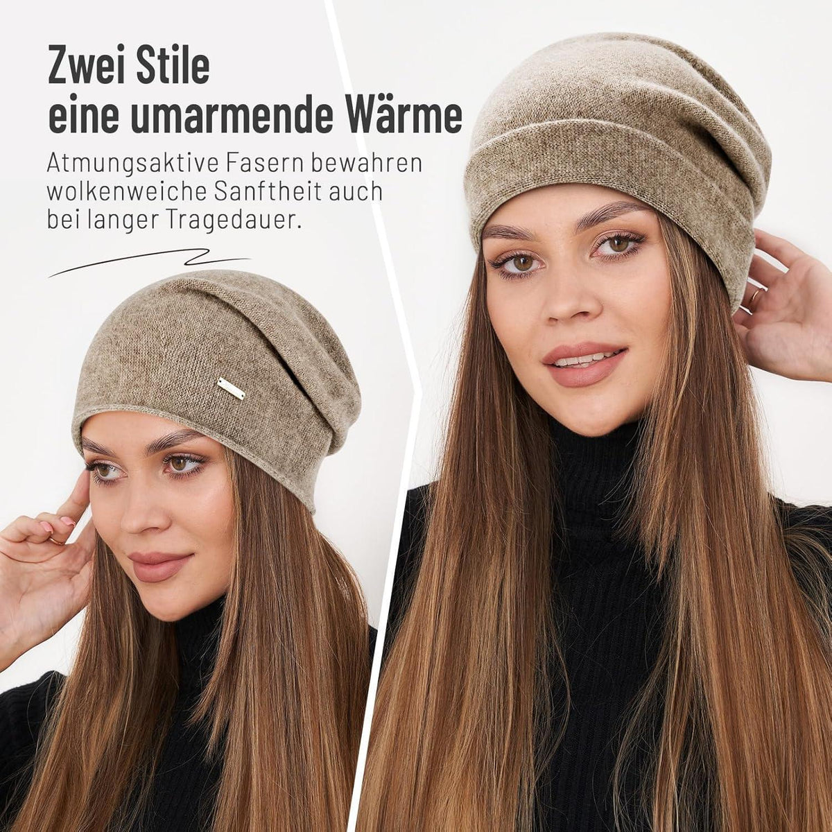 Australische Wollmütze Damen Herren - Beanie Braun, Atmungsaktiv & Warm