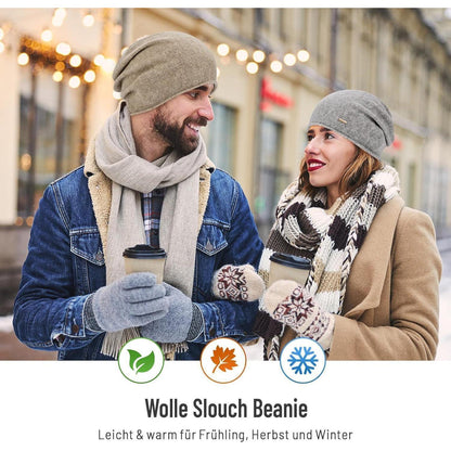 Australische Wollmütze Damen Herren - Beanie Braun, Atmungsaktiv & Warm