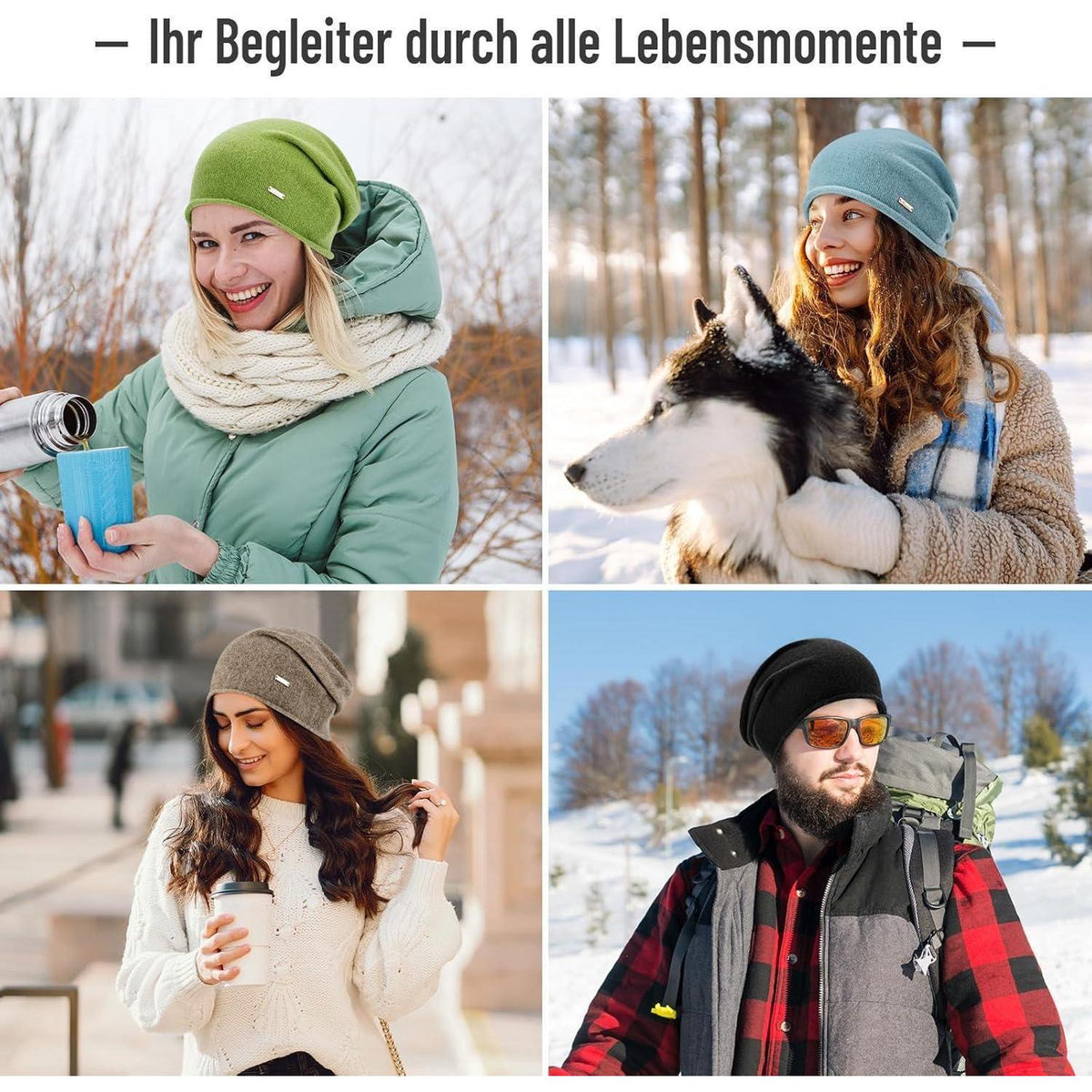 Australische Wollmütze Damen Herren - Beanie Braun, Atmungsaktiv & Warm